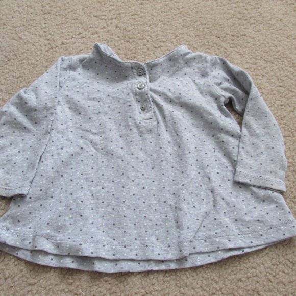 Carters Pullover Shirt Girls Size 9M Gray Purple Polka Dot Long Sleeve Top - Picture 5 of 6